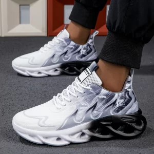 Flame Design Unisex Sneakers Mesh Breathable Running Shoes New Style Casual Sport Shoes for Men and Women with Stylish Cushion S